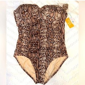 Kona Sol Brown Snake Print One Piece Swimsuit